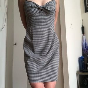 Checkered tie front dress